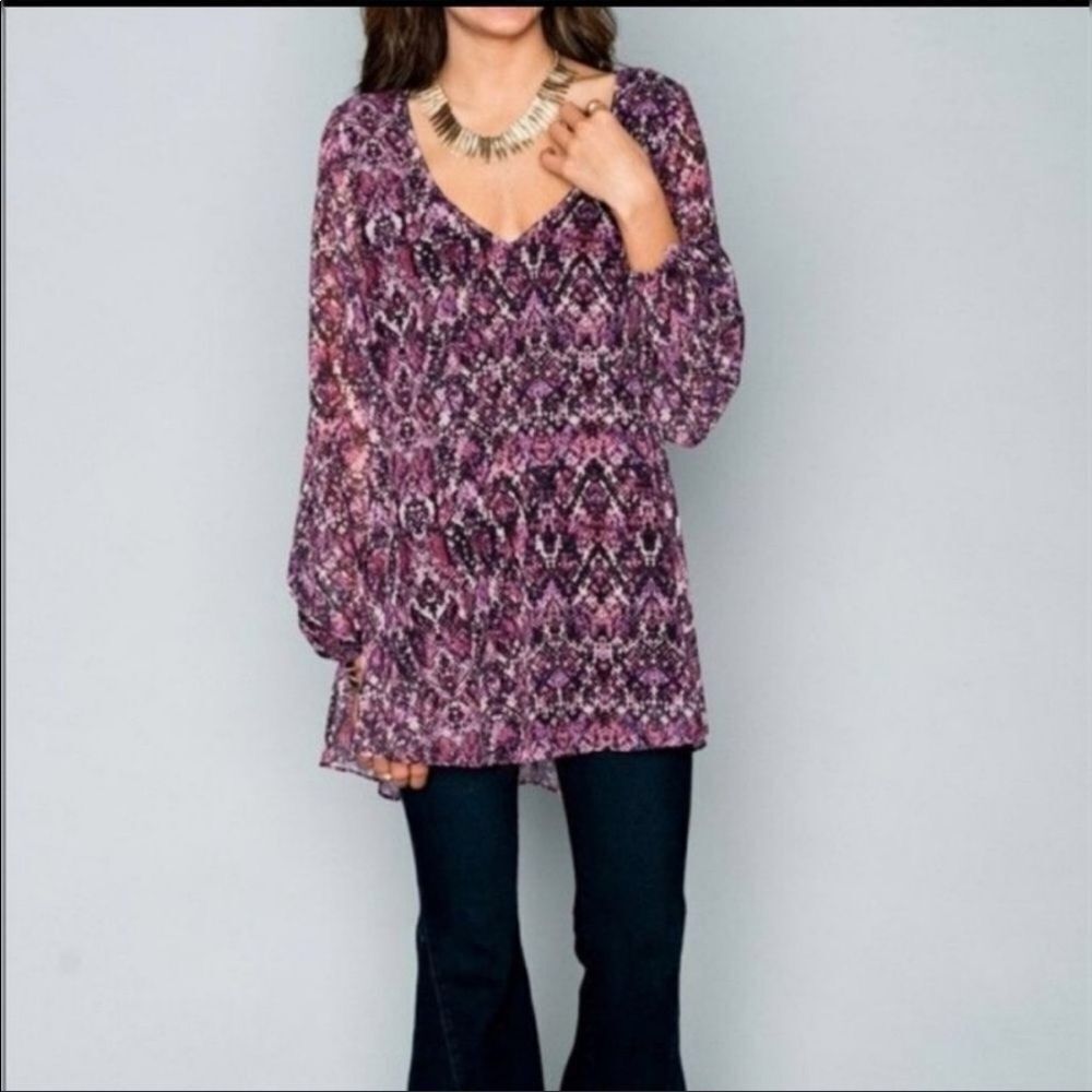 SHOW ME YOUR MUMU | Donna Michelle Tunic Purple Snake Print Women’s Size Small